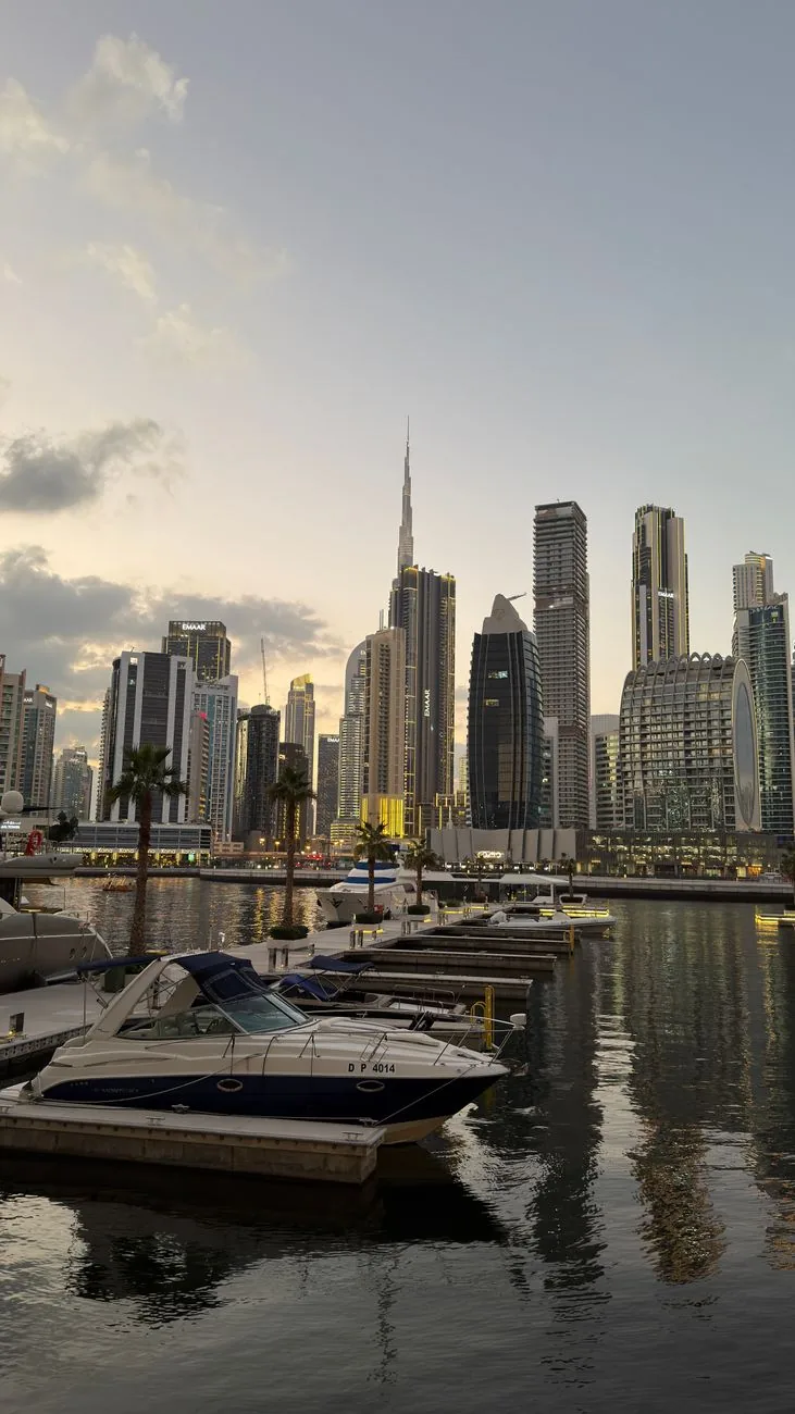 Dubai skyline at sunset